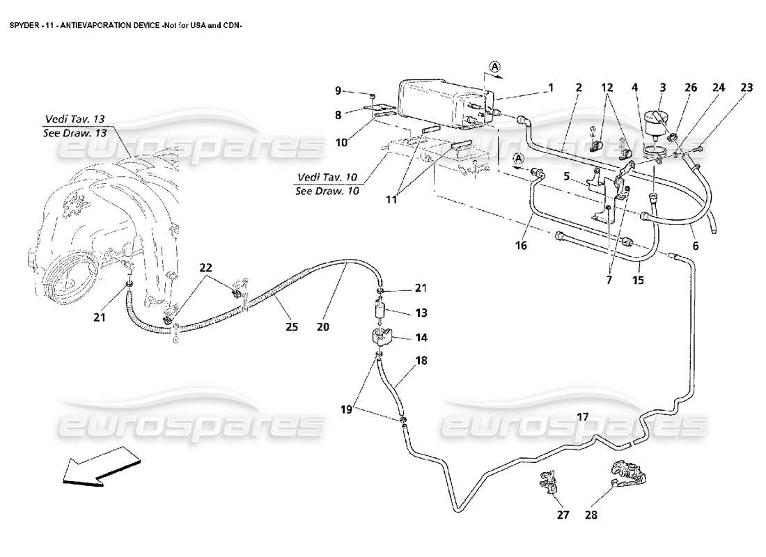 maserati 4200 spyder (2002) dispositivo antievaporazione -non per usa e cdn diagramma delle parti