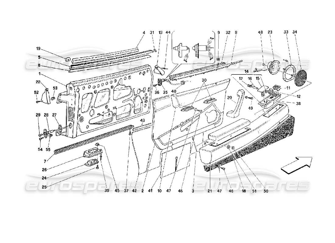 ferrari 512 m porta - diagramma della parte di finitura