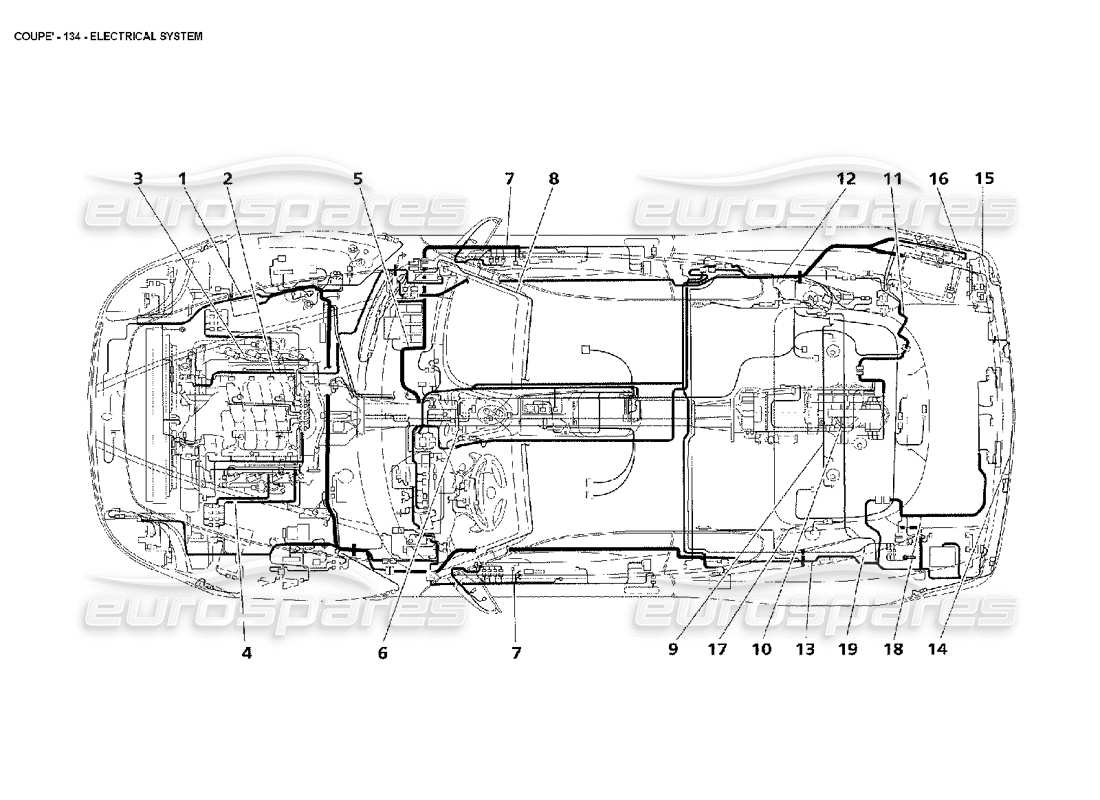 maserati 4200 coupe (2002) schema delle parti dell'impianto elettrico