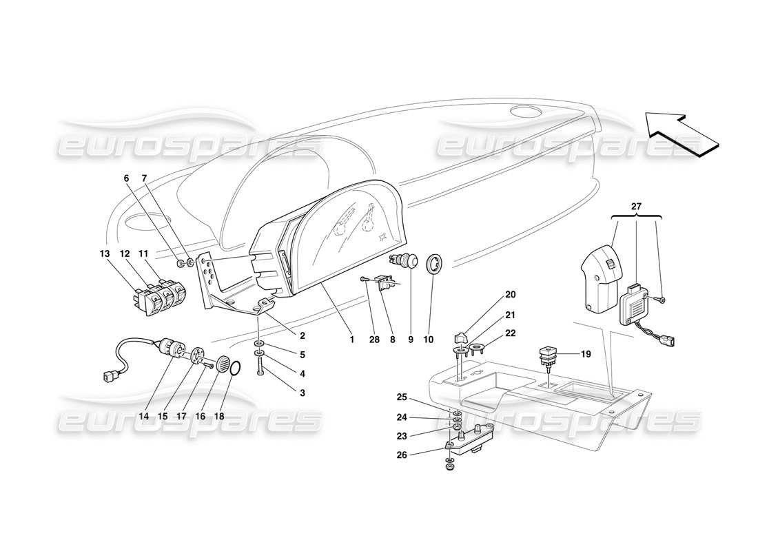 ferrari f50 diagramma delle parti degli strumenti