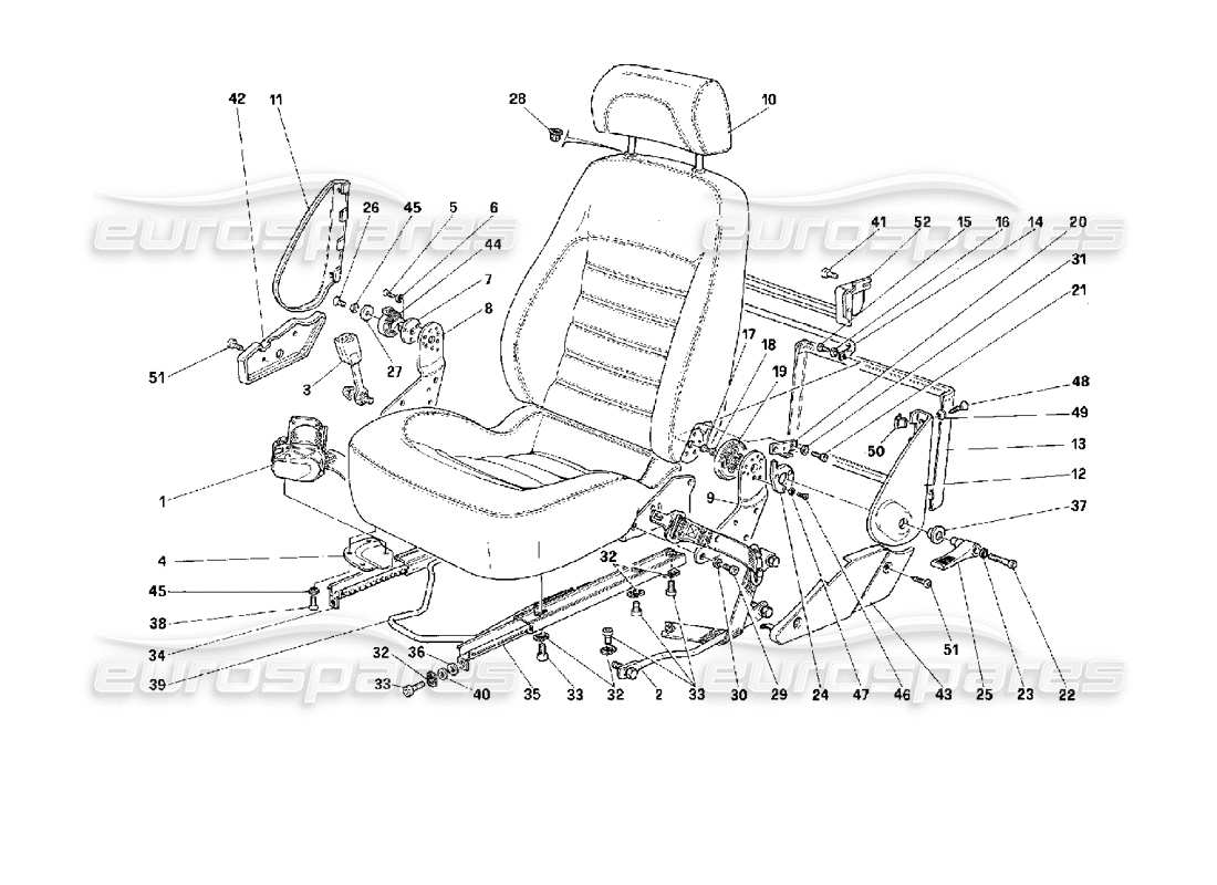 ferrari 512 m sedili e cinture di sicurezza -valido per gli usa- schema delle parti