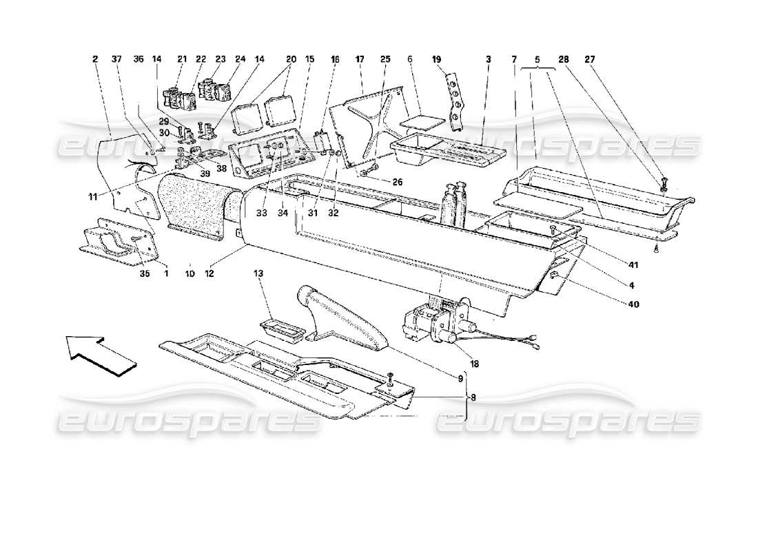 ferrari 512 m tunnel centrale -valido per gli usa- diagramma delle parti