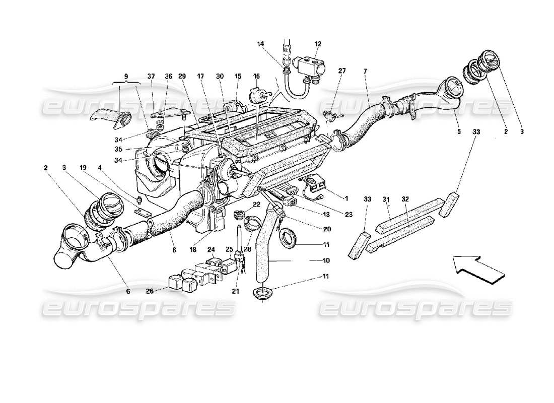 ferrari 512 m unità di condizionamento dell'aria diagramma delle parti