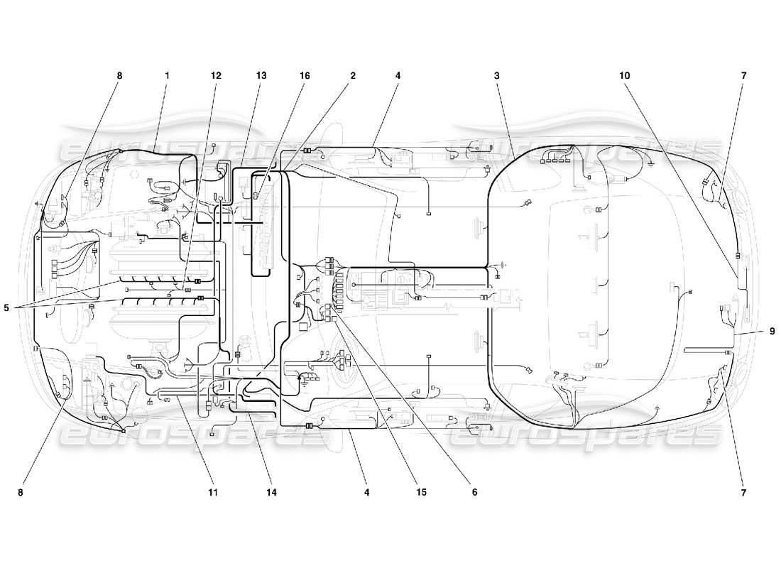 ferrari 456 m gt/m gta schema delle parti dell'impianto elettrico