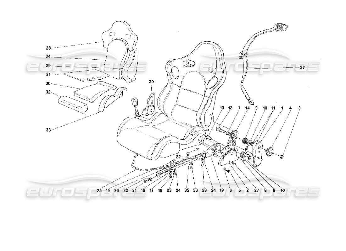 ferrari 512 m sedile sportivo -non per cdn- diagramma delle parti