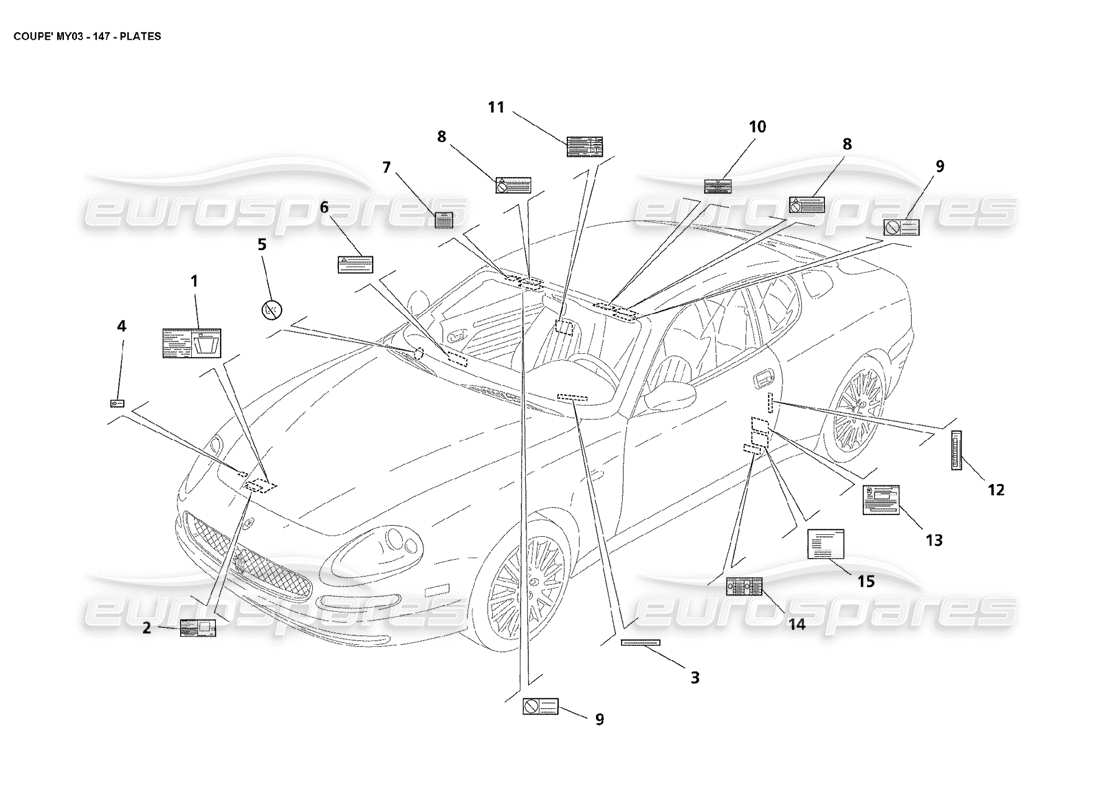 maserati 4200 coupe (2003) diagramma delle parti delle piastre