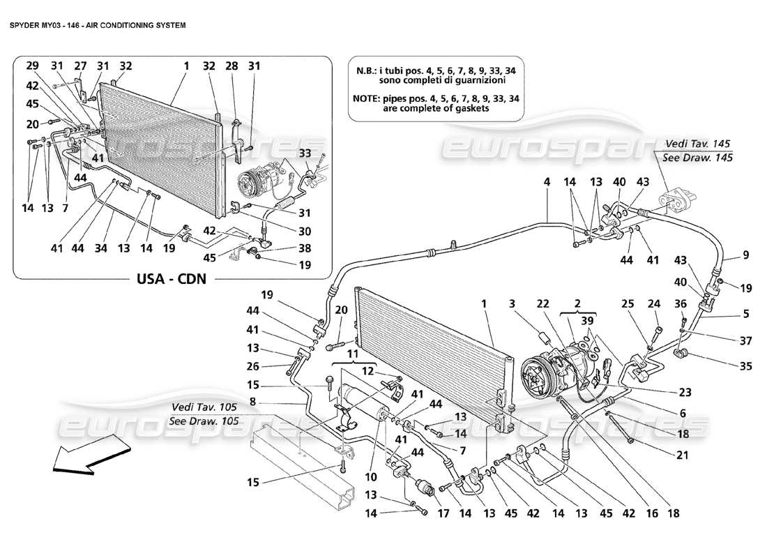 maserati 4200 spyder (2003) diagramma delle parti del sistema di climatizzazione