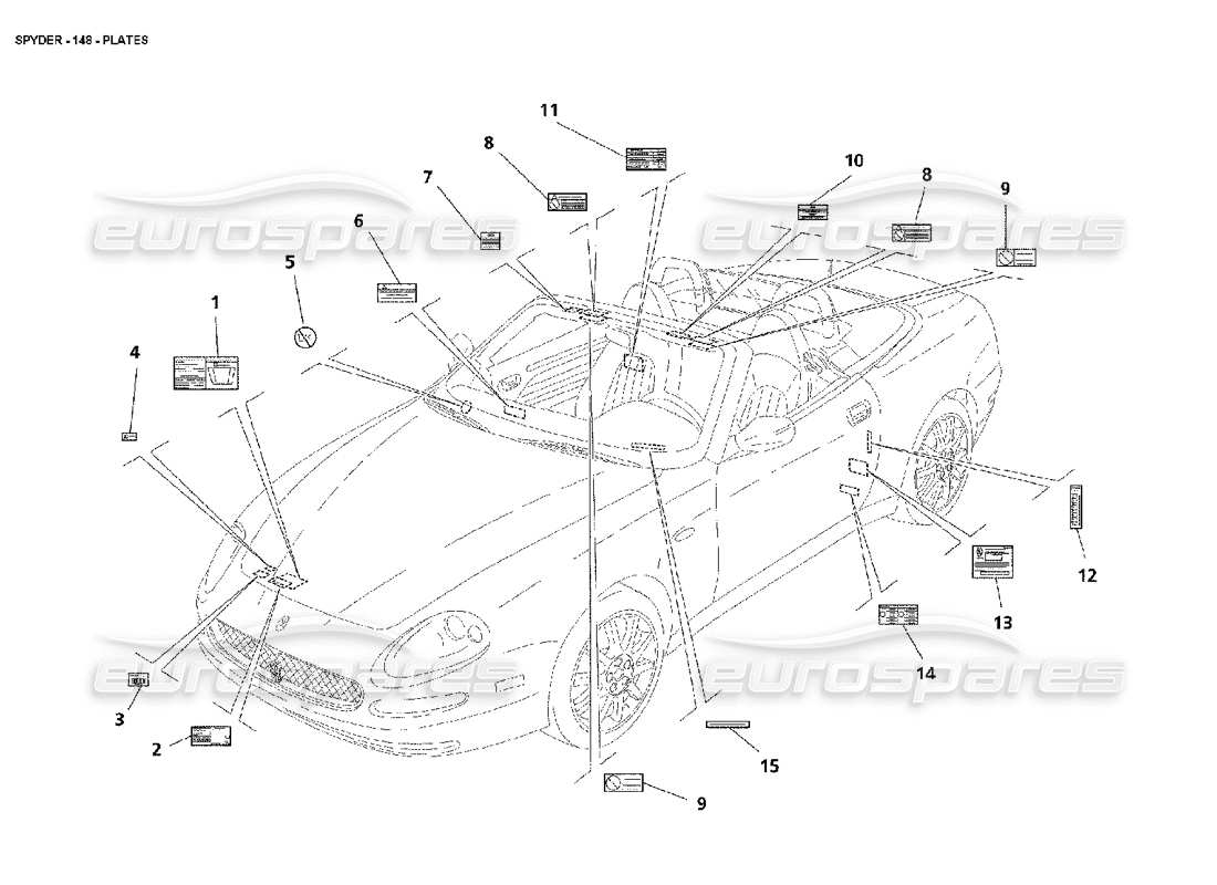 maserati 4200 spyder (2002) diagramma delle parti delle piastre