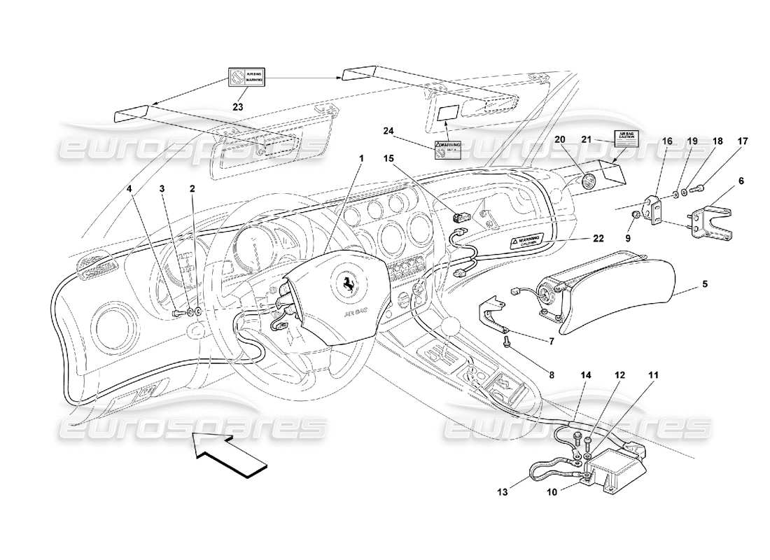 ferrari 550 maranello diagramma delle parti degli airbag
