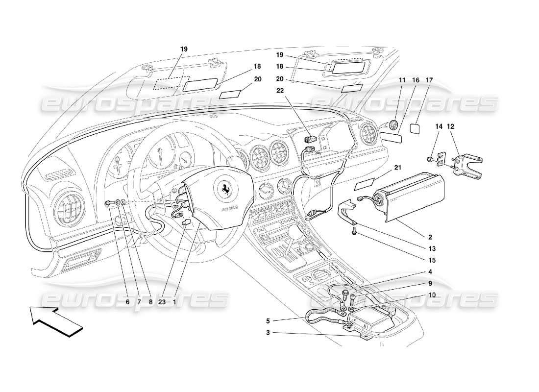 ferrari 456 m gt/m gta diagramma delle parti degli airbag