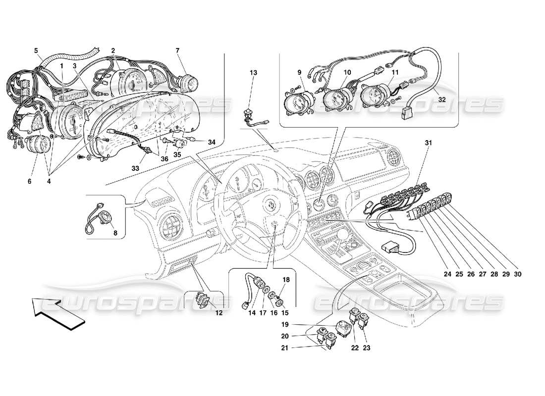 ferrari 456 m gt/m gta diagramma delle parti degli strumenti