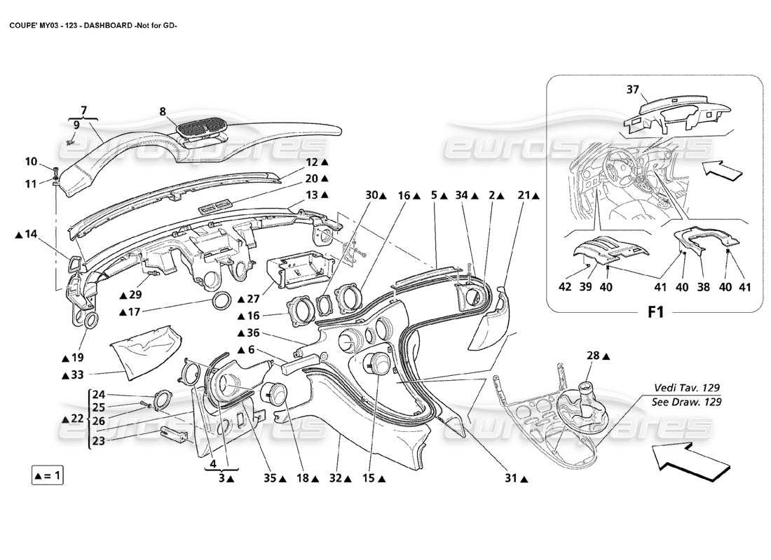 maserati 4200 coupe (2003) cruscotti: non per il diagramma delle parti gd