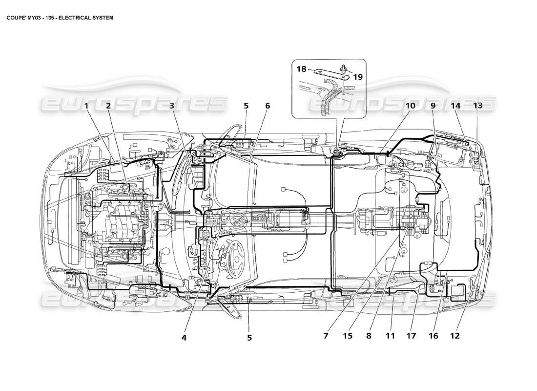 maserati 4200 coupe (2003) schema delle parti dell'impianto elettrico