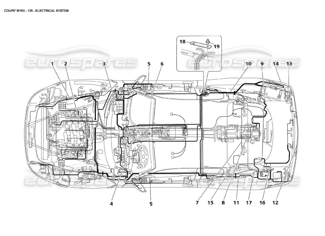 maserati 4200 coupe (2003) schema delle parti dell'impianto elettrico