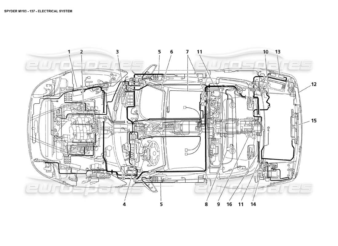 maserati 4200 spyder (2003) sistema elettrico diagramma delle parti