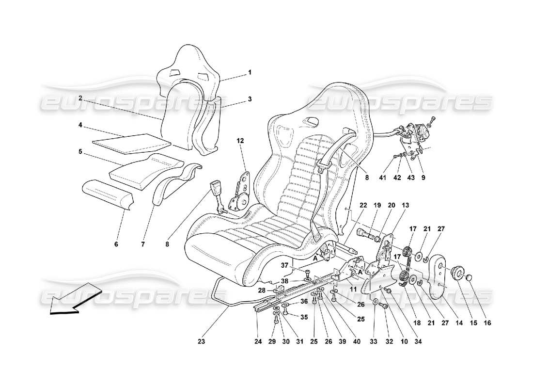 ferrari 550 maranello cinture di sicurezza e di sicurezza -sport diagramma delle parti