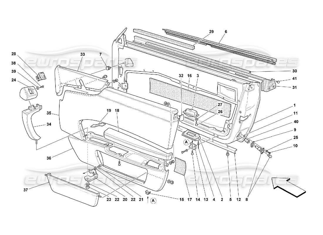 ferrari 550 maranello porte - strutture e rivestimenti diagramma delle parti