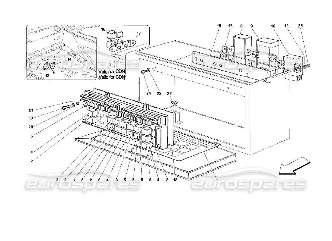 ferrari 512 m diagramma delle parti di valvole e relè