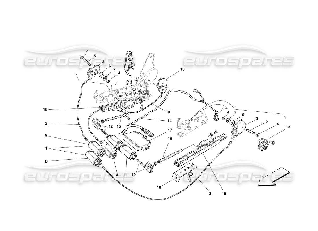 ferrari 456 m gt/m gta diagramma delle parti del sistema di movimento del sedile anteriore