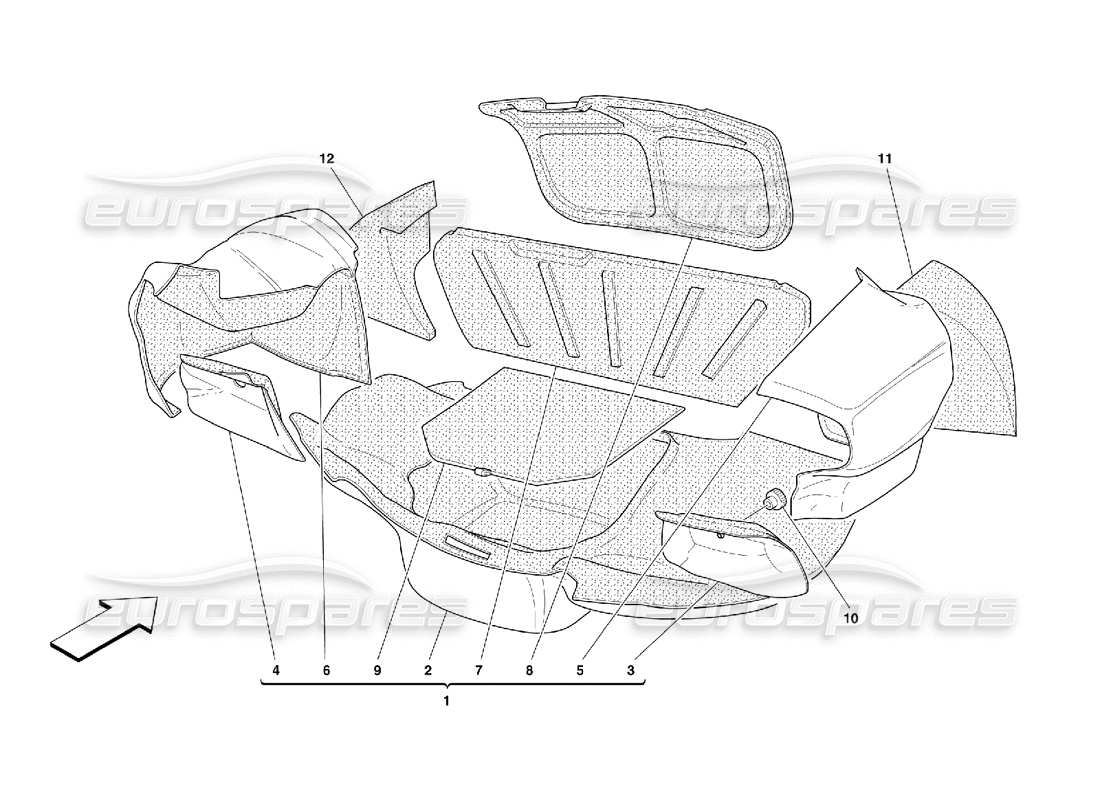 ferrari 456 m gt/m gta rivestimenti del cofano del bagagliaio -non per 456m diagramma delle parti gta