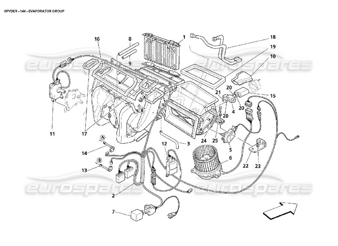 maserati 4200 spyder (2002) diagramma delle parti del gruppo evaporatore