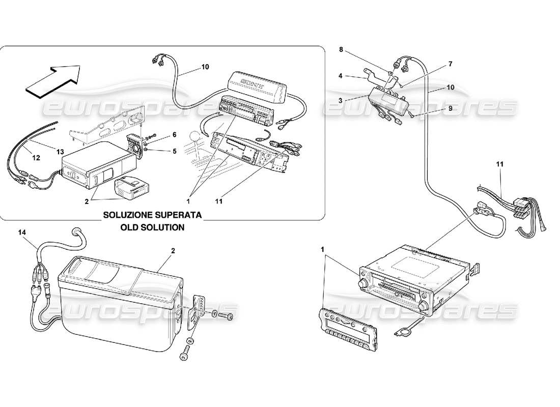 ferrari 550 maranello diagramma delle parti dell'apparecchiatura stereo