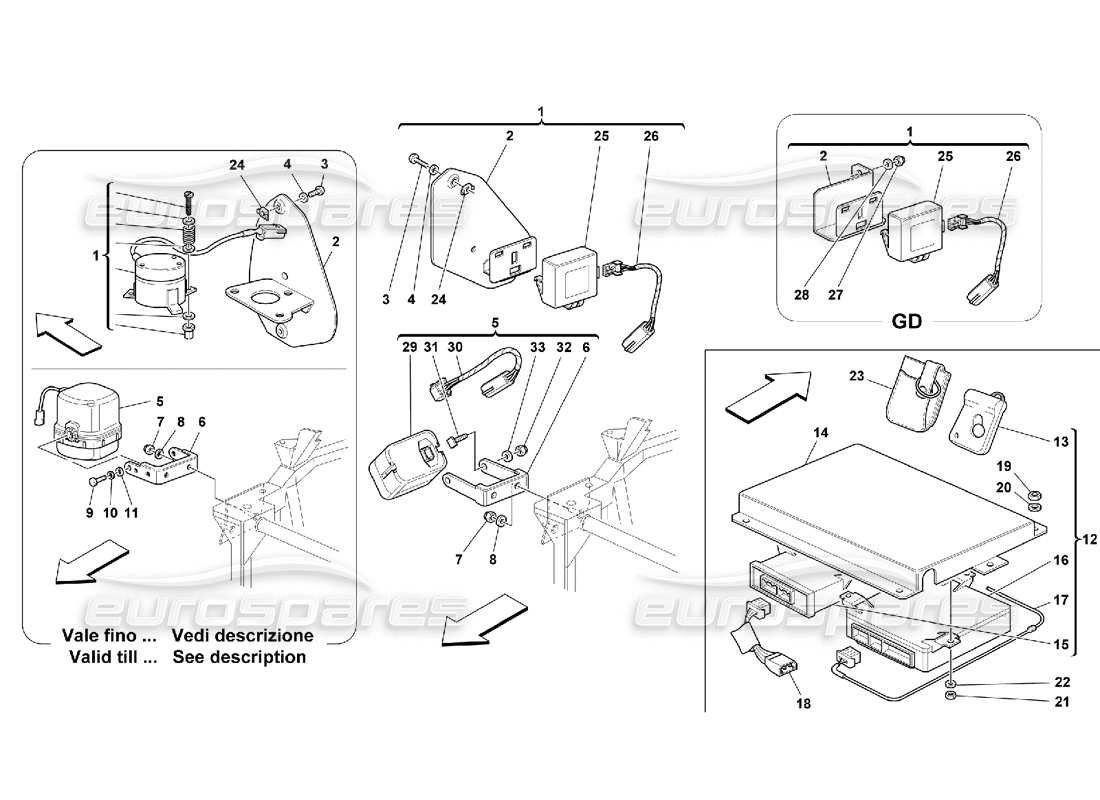 ferrari 550 maranello quadri e dispositivi elettrici antifurto diagramma delle parti