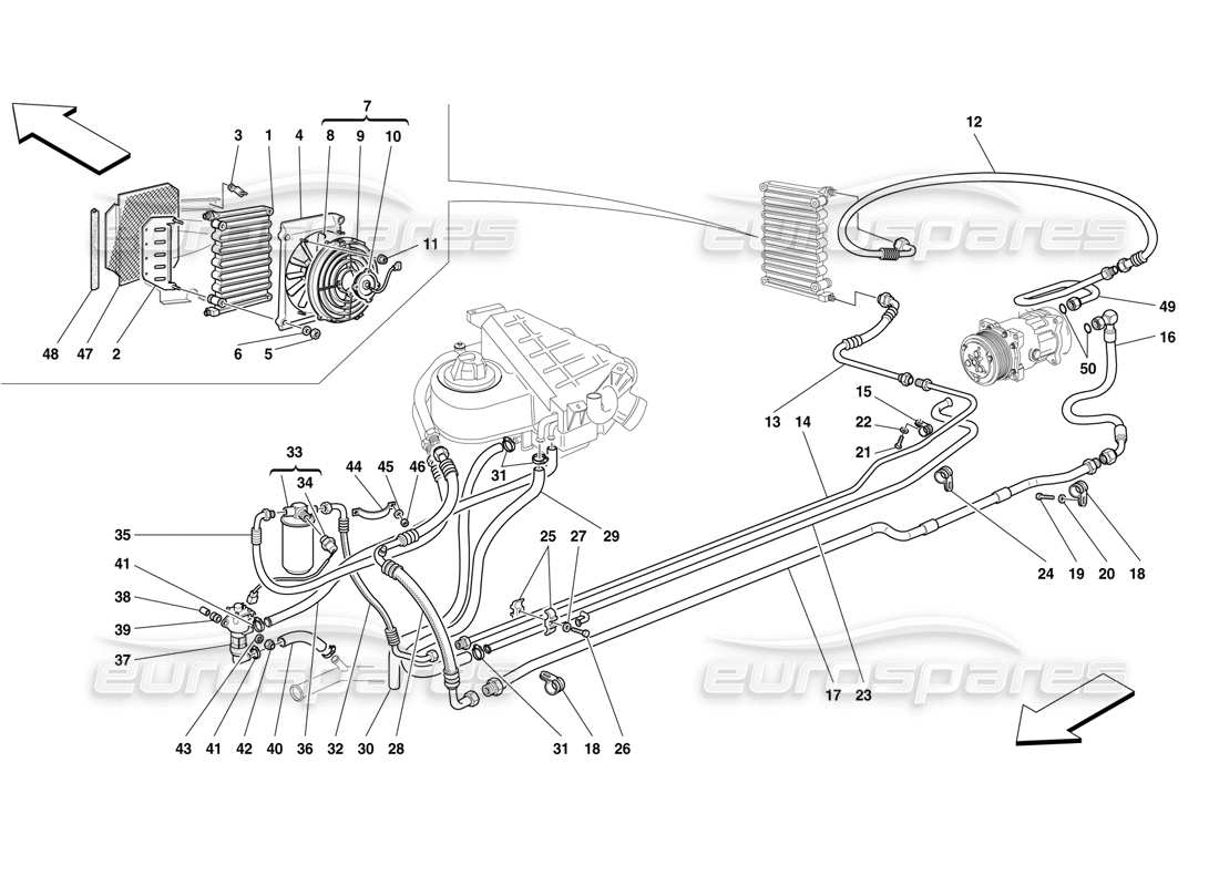 ferrari f50 sistema di aria condizionata diagramma delle parti