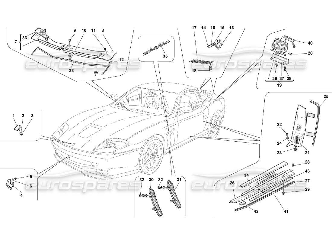 ferrari 550 maranello finiture esterne diagramma delle parti