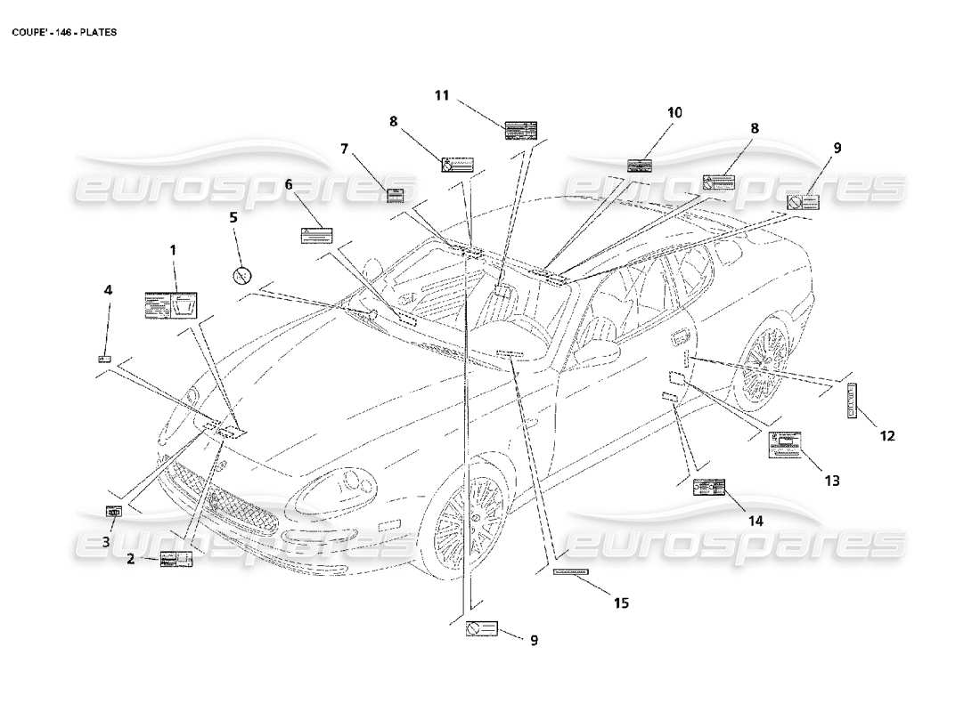 maserati 4200 coupe (2002) diagramma delle parti delle piastre