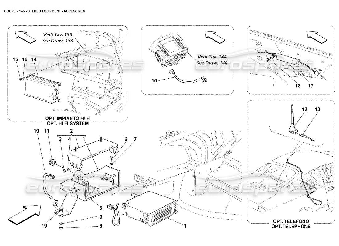 maserati 4200 coupe (2002) apparecchiature stereo - accessori diagramma delle parti