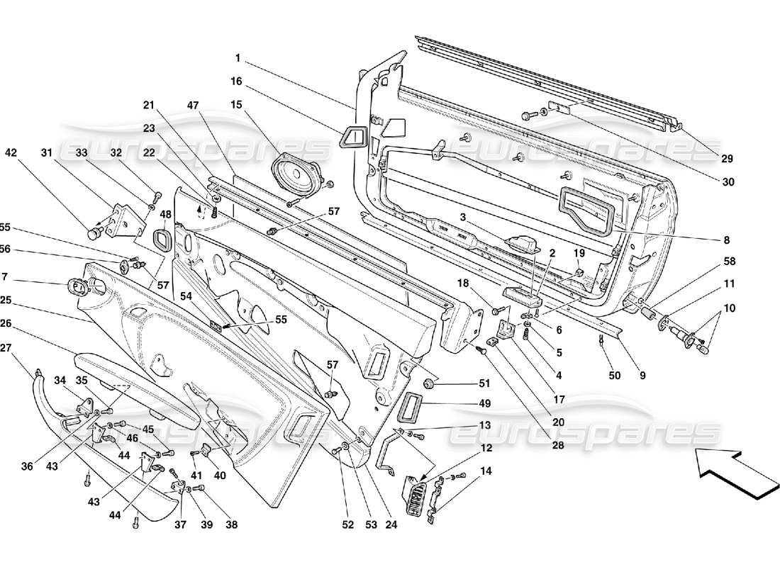 ferrari 456 m gt/m gta porte - schema parte struttura e rivestimenti