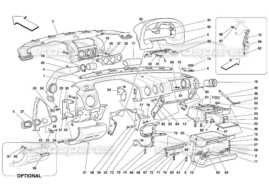 ferrari 456 m gt/m gta diagramma delle parti del cruscotto