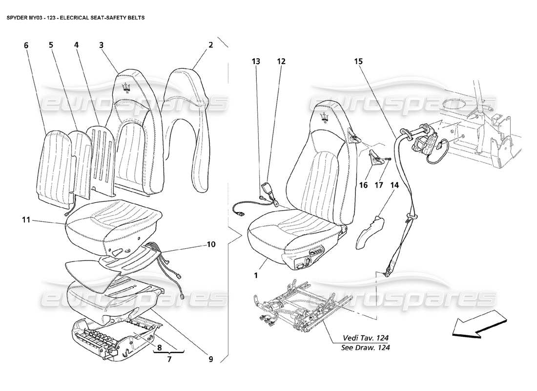 uno schema delle parti dal catalogo delle parti Maserati 4200 Spyder (2003)