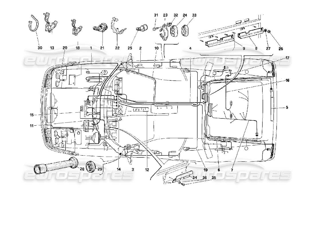 un diagramma delle parti dal catalogo delle parti Ferrari 512 M