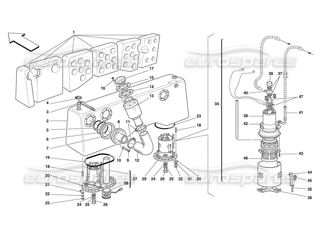 un diagramma delle parti dal catalogo delle parti ferrari f50