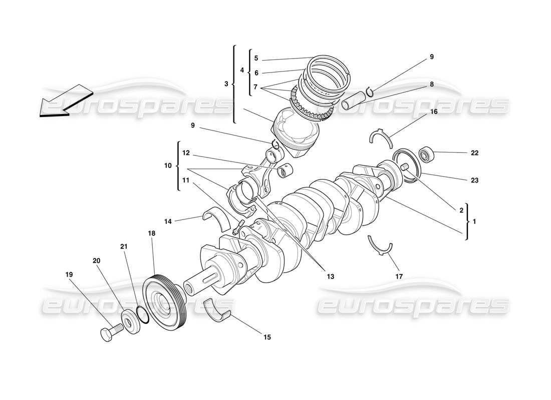 un diagramma delle parti dal catalogo delle parti ferrari f50
