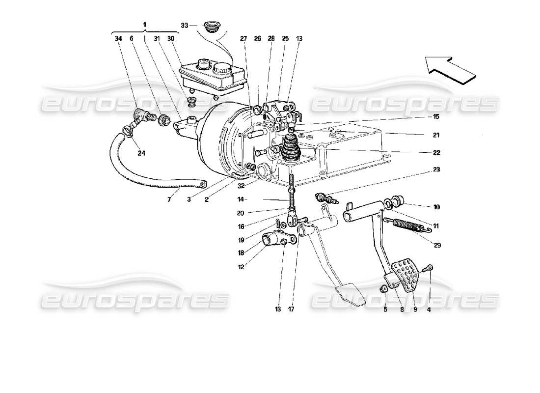 ferrari 512 m impianto freno idraulico -non per gd- diagramma delle parti