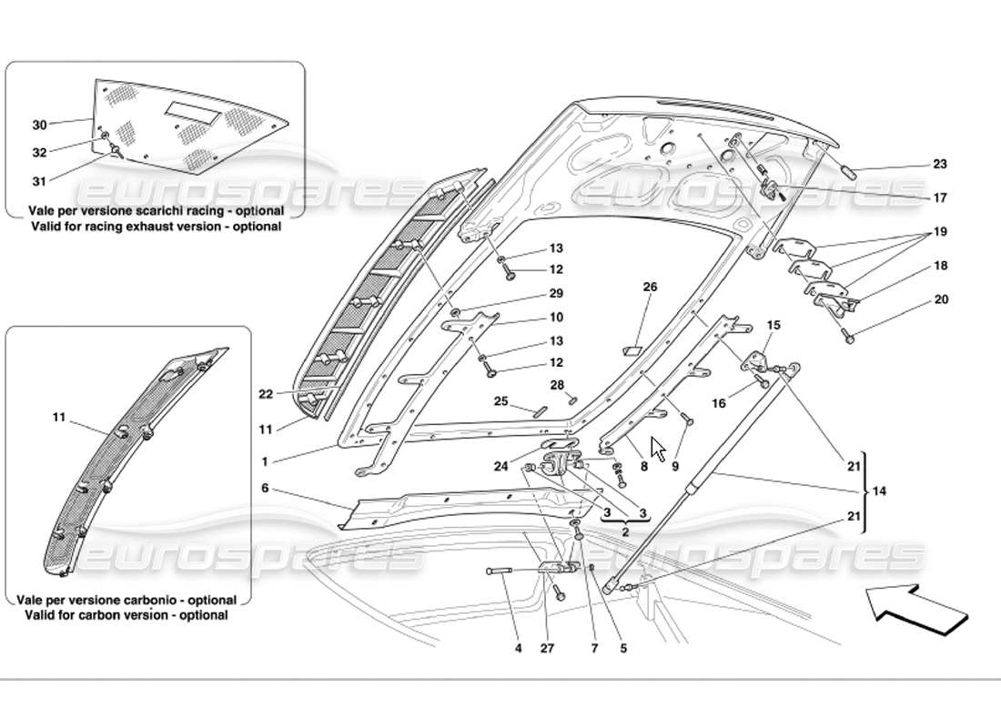 uno schema delle parti dal catalogo delle parti di Ferrari 360 Modena