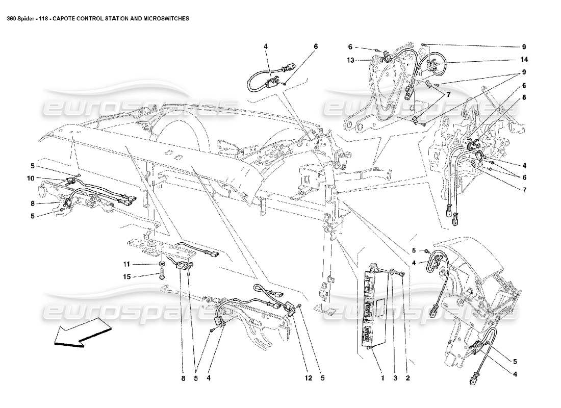 un diagramma delle parti dal catalogo delle parti di Ferrari 360 Spider