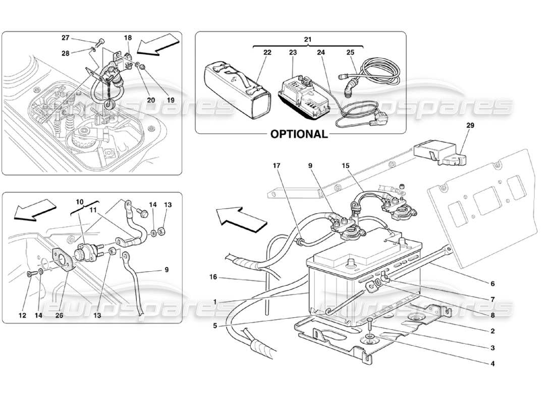 un diagramma delle parti dal catalogo delle parti Ferrari 360 Challenge Stradale