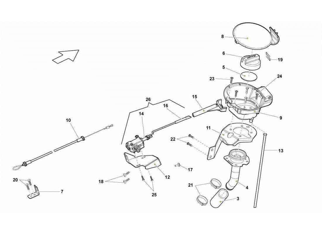 un diagramma delle parti dal catalogo delle parti lamborghini gallardo sts ii sc