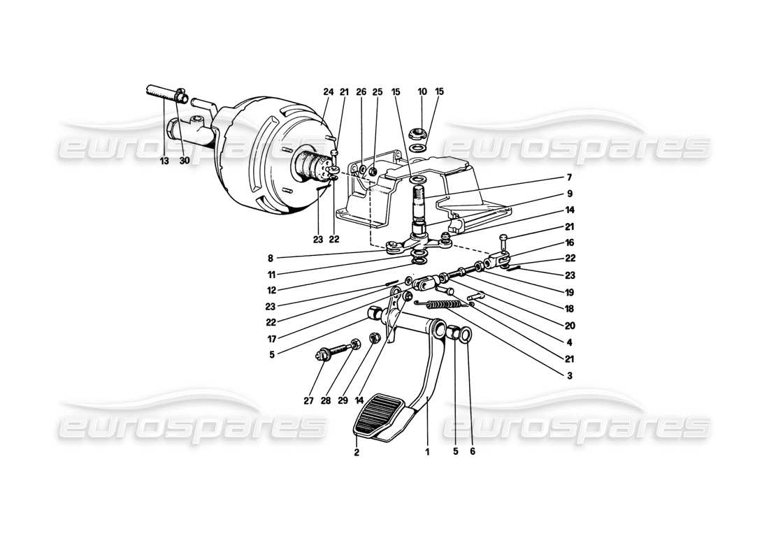 un diagramma delle parti dal catalogo delle parti Ferrari 308 GTB (1980)
