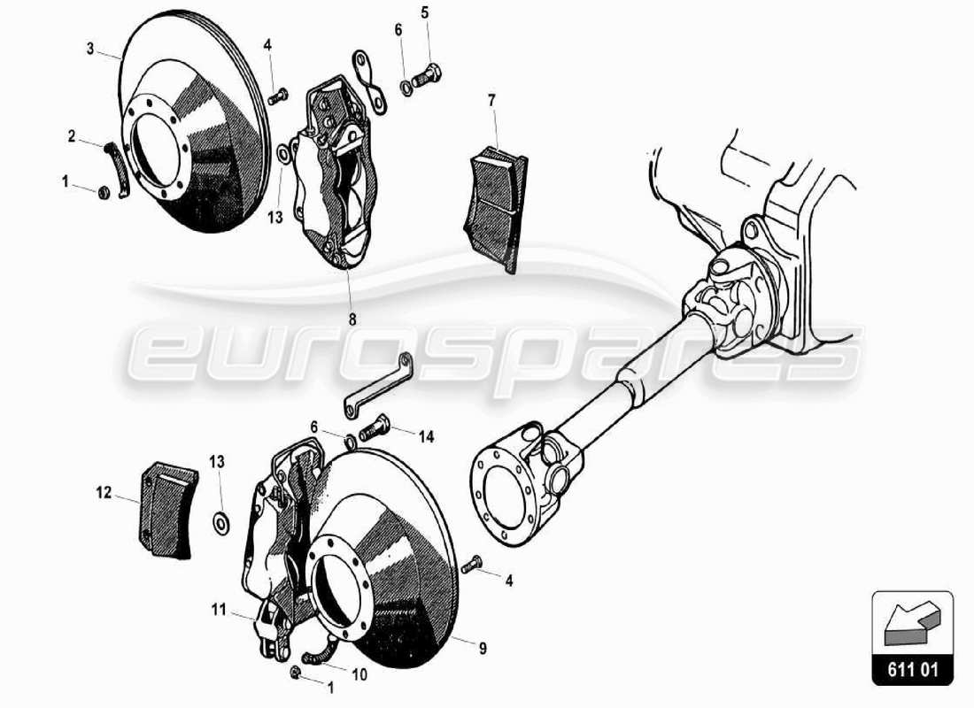 un diagramma delle parti dal catalogo delle parti lamborghini 350
