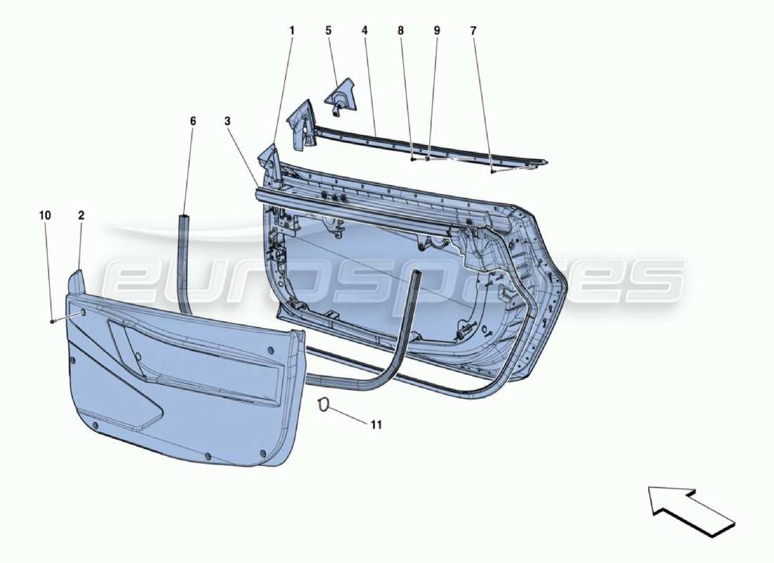 un diagramma delle parti dal catalogo delle parti Ferrari 488 Challenge