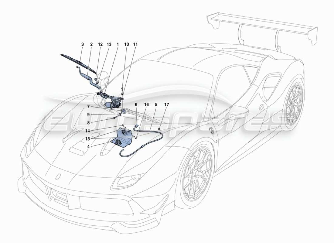 un diagramma delle parti dal catalogo delle parti ferrari 488 challenge