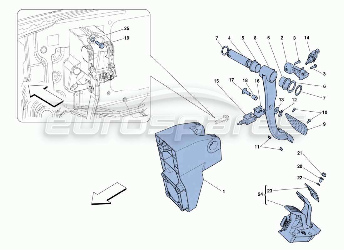 un diagramma delle parti dal catalogo delle parti Ferrari 488 Challenge
