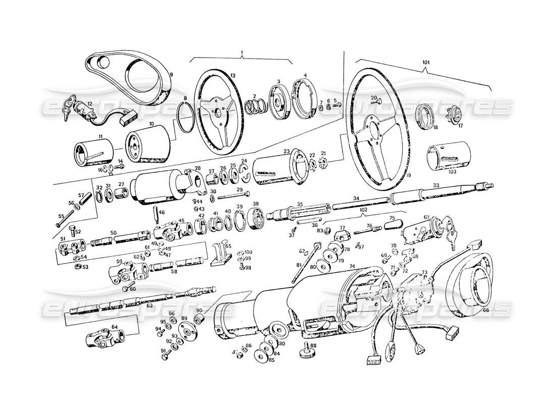 un diagramma delle parti dal catalogo delle parti maserati khamsin