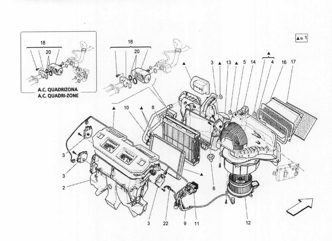 un diagramma delle parti dal QTP Maserati. Catalogo ricambi V6 3.0 BT 410bhp 2wd 2017