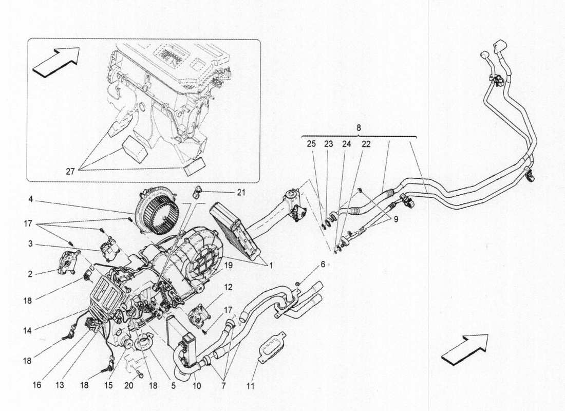un diagramma delle parti dal QTP Maserati. Catalogo ricambi V6 3.0 BT 410bhp 2015